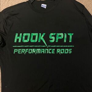 Hook Spit Black T-Shirt with Green Logo. Size XXL.